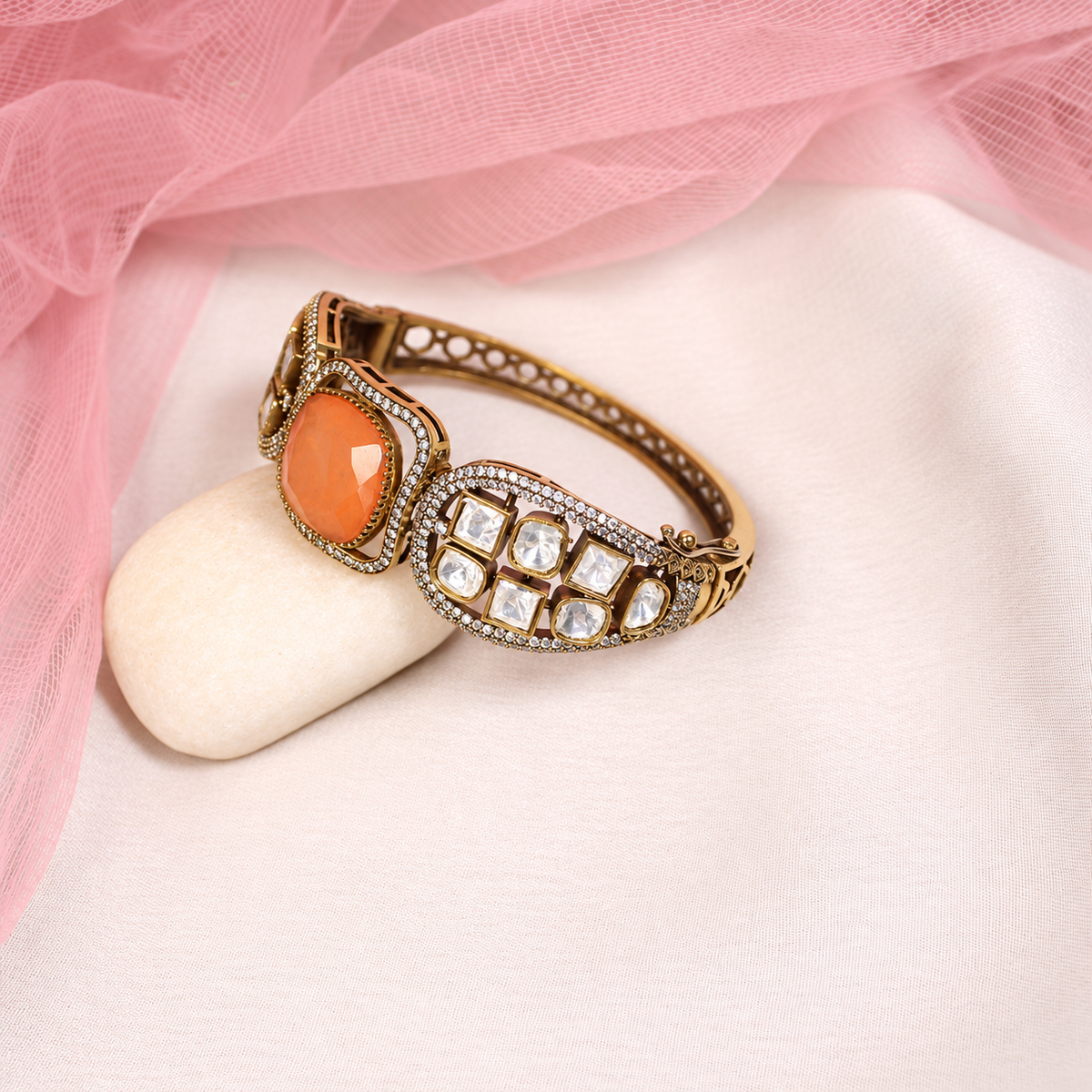 Cushion Centre Stone and Clear Panel Kada - Orange — retouched original photograph IMG_8094