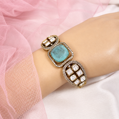 Cushion Centre Stone and Clear Panel Kada - Aqua — retouched original photograph IMG_8065