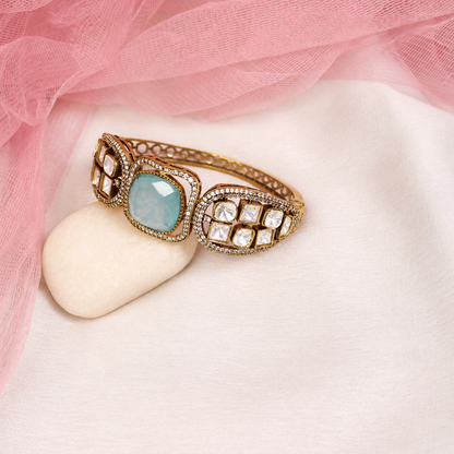 Cushion Centre Stone and Clear Panel Kada - Aqua — retouched original photograph IMG_8097
