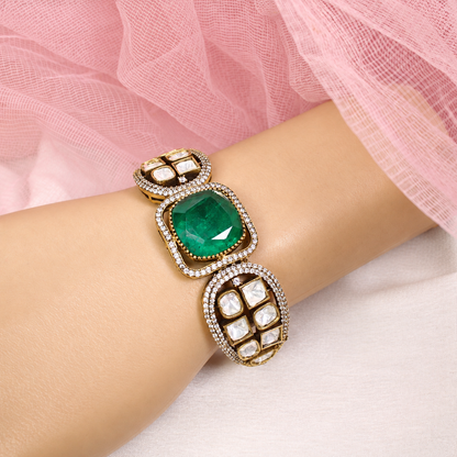Cushion Centre Stone and Clear Panel Kada - Green — retouched original photograph IMG_8069