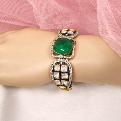 Cushion Centre Stone and Clear Panel Kada - Green — retouched original photograph IMG_8070