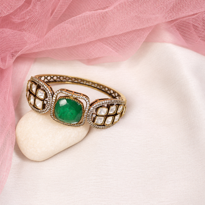 Cushion Centre Stone and Clear Panel Kada - Green — retouched original photograph IMG_8085