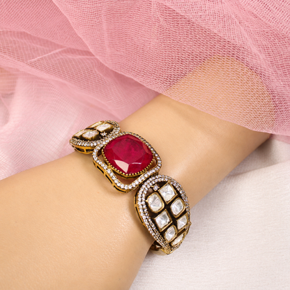 Cushion Centre Stone and Clear Panel Kada - Ruby — retouched original photograph IMG_8071