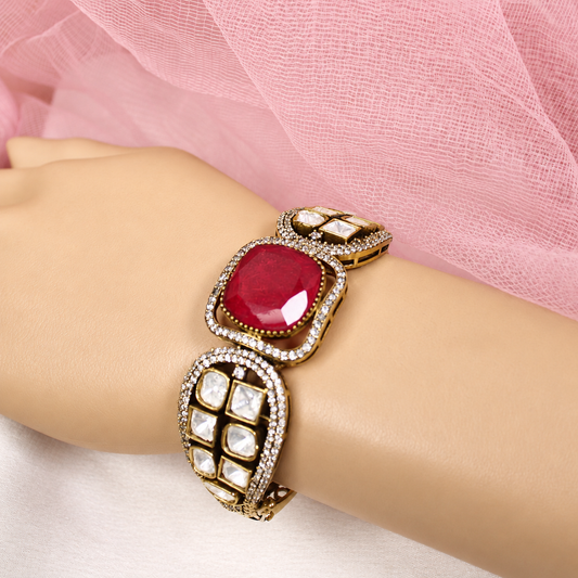 Cushion Centre Stone and Clear Panel Kada - Ruby — retouched original photograph IMG_8072