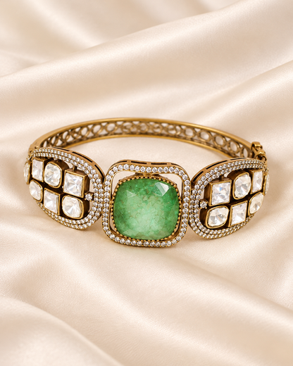 Cushion Centre Stone and Clear Panel Kada - Mint — AI-styled closeup view