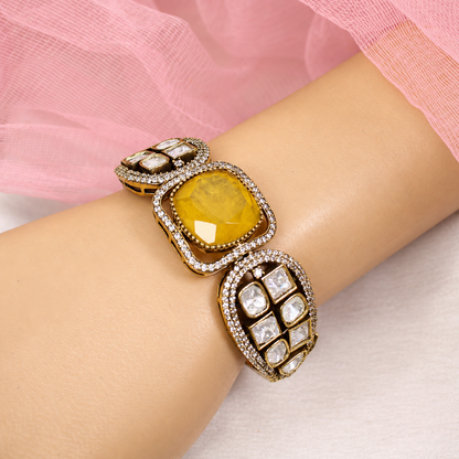 Cushion Centre Stone and Clear Panel Kada - Yellow — retouched original photograph IMG_8076