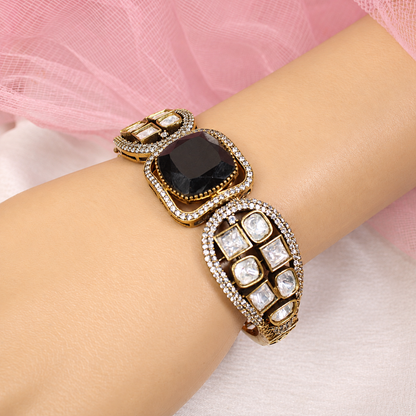 Cushion Centre Stone and Clear Panel Kada - Black — retouched original photograph IMG_8078