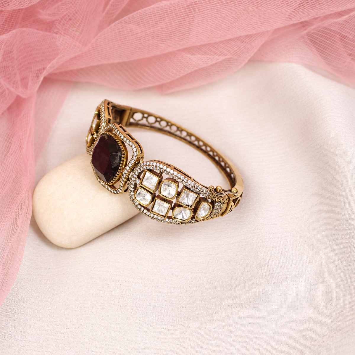 Cushion Centre Stone and Clear Panel Kada - Black — retouched original photograph IMG_8091