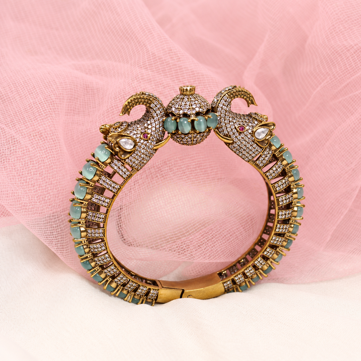 Twin Elephant Stone Openable Kada - Mint - retouched original photograph IMG_8023