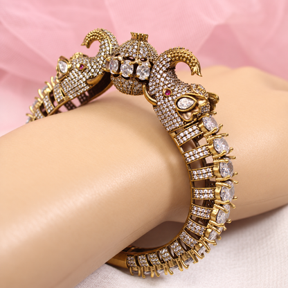 Twin Elephant Stone Openable Kada - Clear - retouched original photograph IMG_8047
