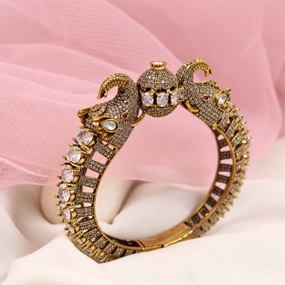 Twin Elephant Stone Openable Kada - Clear - retouched original photograph IMG_8036