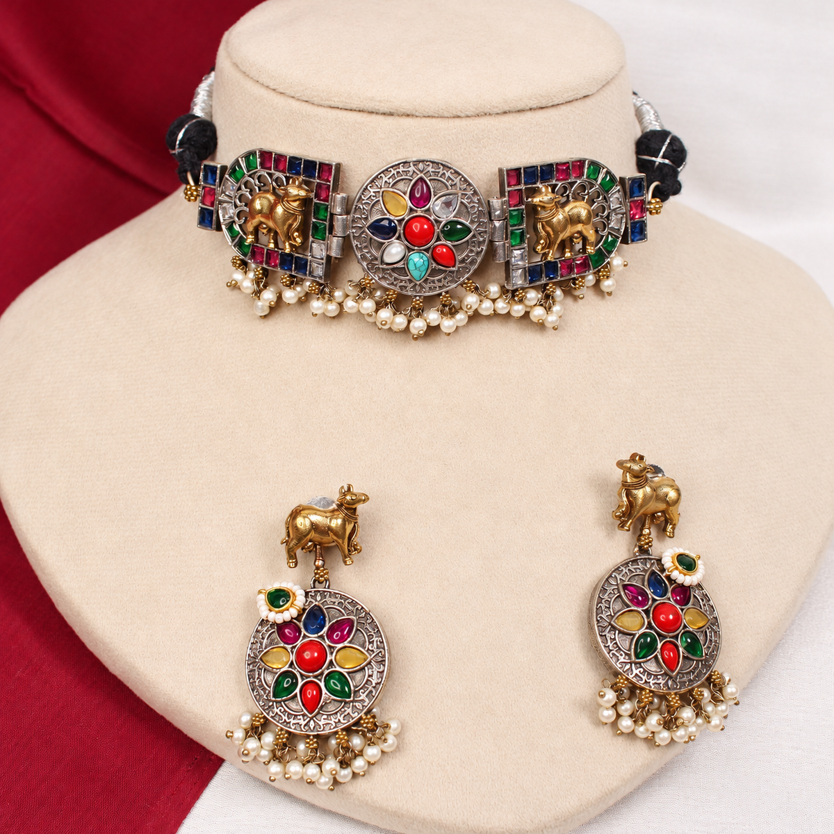 Animal Panel Dual Tone Choker Set - Multicolour — retouched original photograph IMG_8254