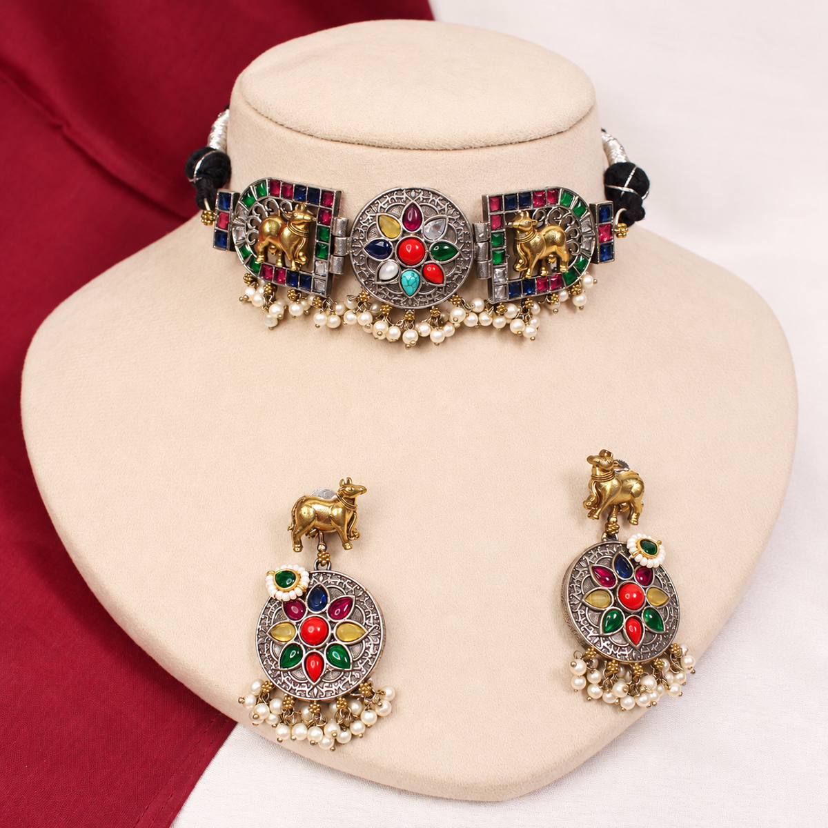 Animal Panel Dual Tone Choker Set - Multicolour — retouched original photograph IMG_8256