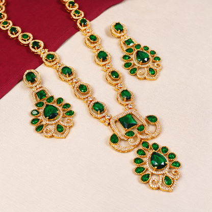 Floral Green Stone Statement Necklace Set - Green — retouched original photograph IMG_8301