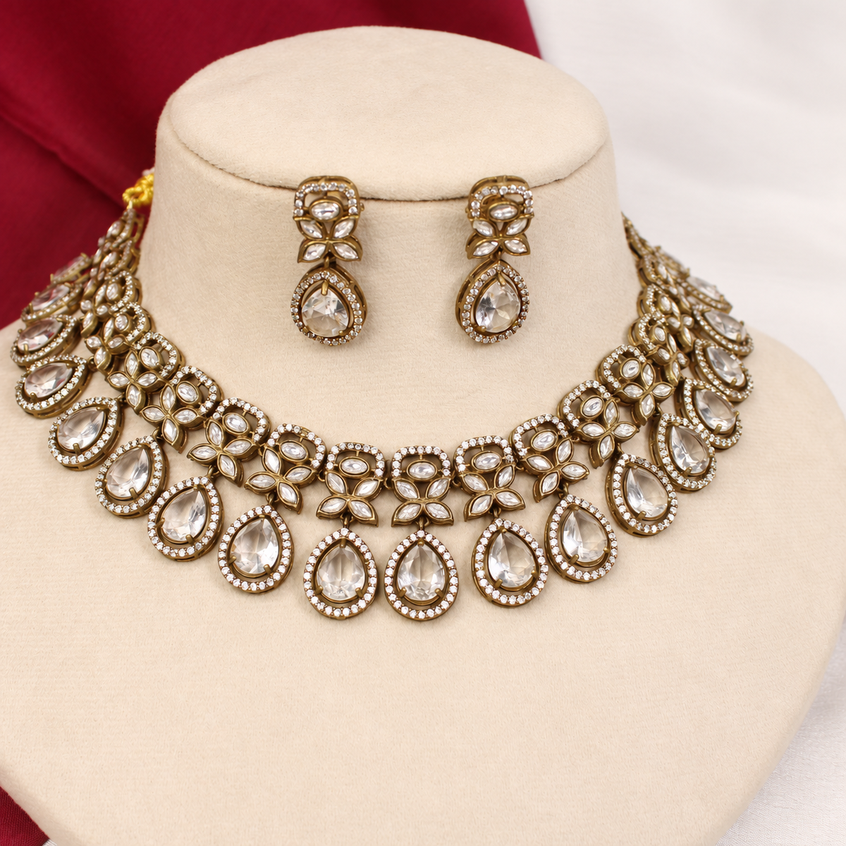Layered Clear Teardrop Collar Necklace Set - Clear — retouched original photograph IMG_8387