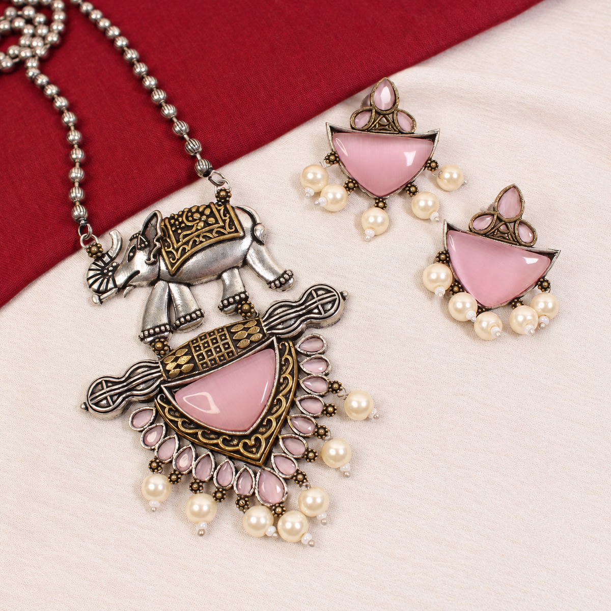 Animal Motif Fan Pendant Set - Pink — retouched original photograph IMG_8121