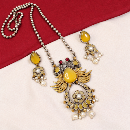 Ornate Teardrop Stone Pendant Set - Yellow — retouched original photograph IMG_8131