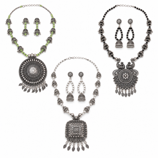 Three different Banjara pendant set designs in Navraee combo volume 2