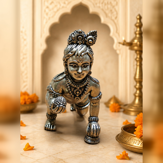 Crawling Bal Krishna Brass Idol editorial hero