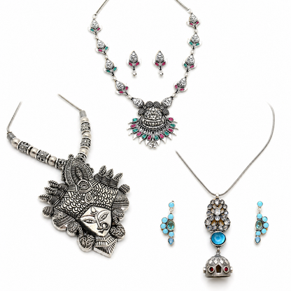 Three different devotional pendant designs in the Navraee combo