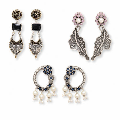 Navraee Statement Earring Trio collage