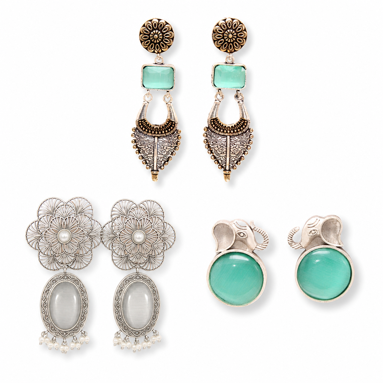 Navraee Eclectic Earring Trio collage