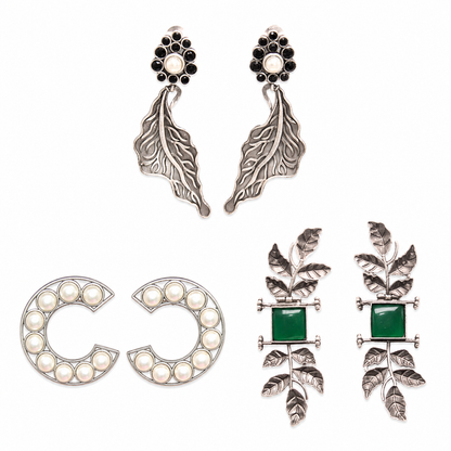Navraee Sculptural Earring Trio collage
