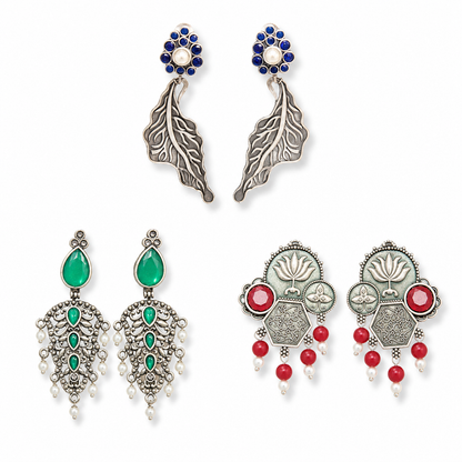 Navraee Botanical Earring Trio collage