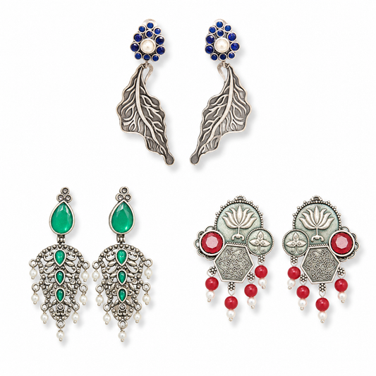 Navraee Botanical Earring Trio collage