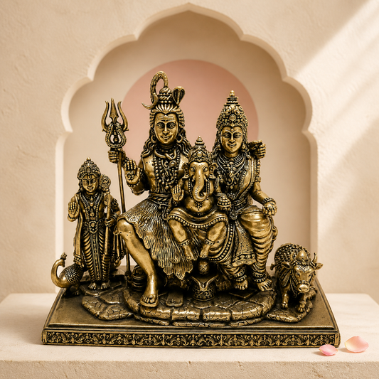 Shiva Parivar Brass Idol – styled front view