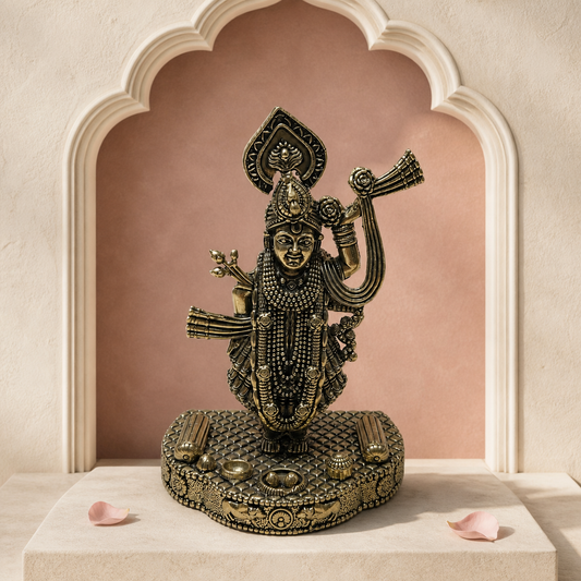 Shrinathji Brass Idol – styled front view