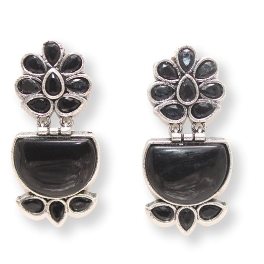 NAVRANG MULTI STONE STUD DANGLER - BLACK