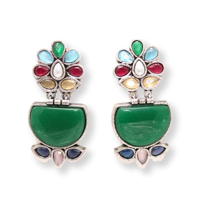 NAVRANG MULTI STONE STUD DANGLER - MULTICOLOUR