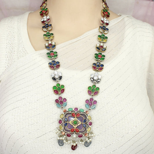 NAVRANG NAGINA LONG NECKLACE - PURPLE