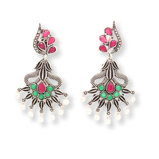 NAVRANG PANKHURI JHUMKA-MAROON & GREEN