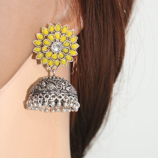 NAVRANG PUSHP JHUMKA - YELLOW