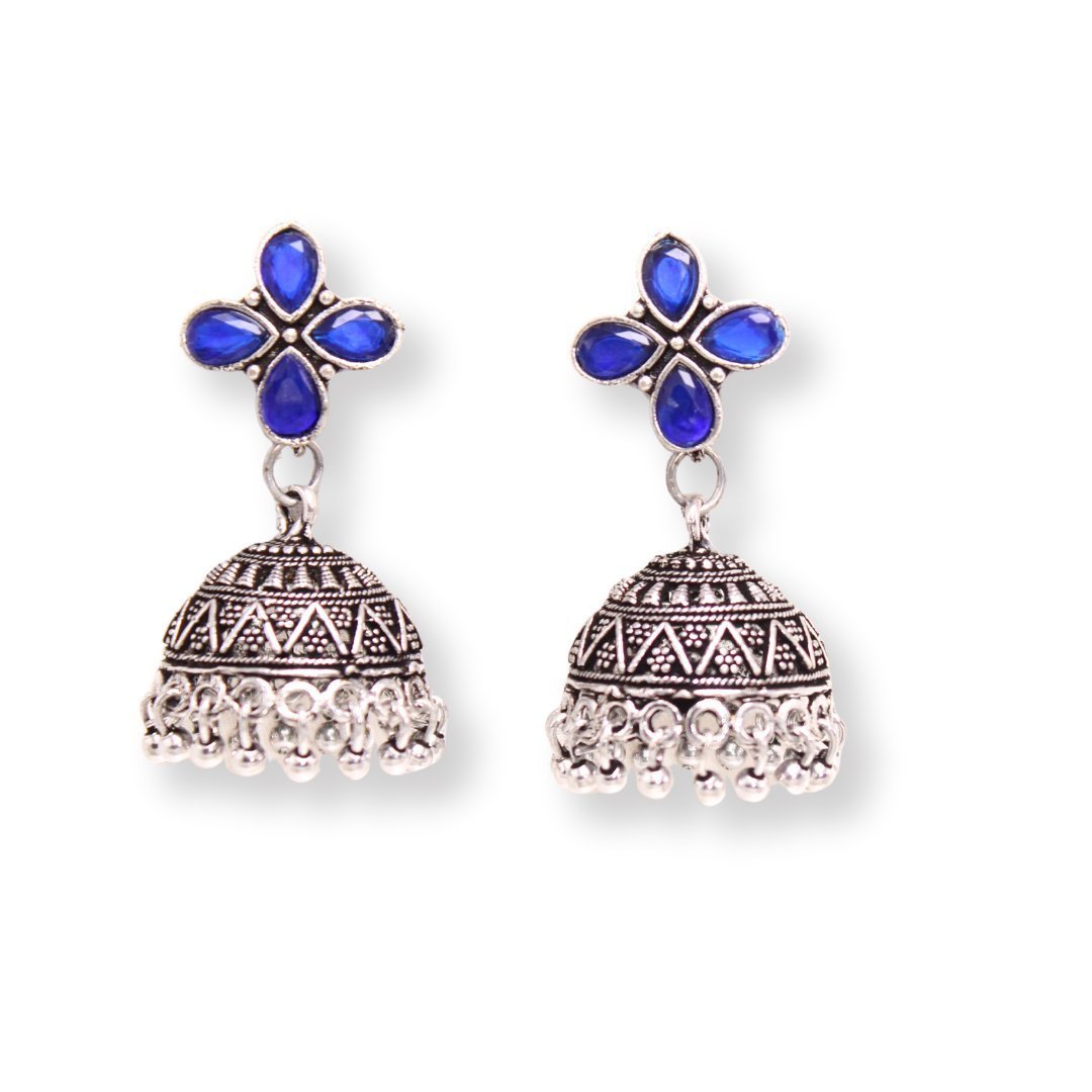 NAVRANG SMALL JHUMKI- BLUE