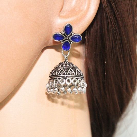 NAVRANG SMALL JHUMKI- BLUE