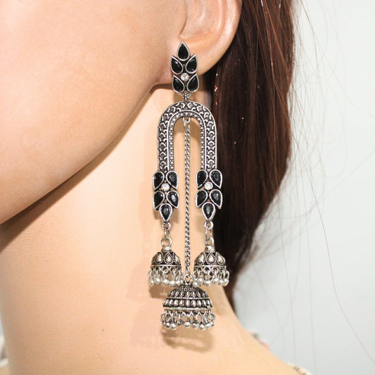 NAVRANG U - SHAPE JHUMKA - BLACK