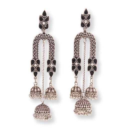 NAVRANG U - SHAPE JHUMKA - BLACK