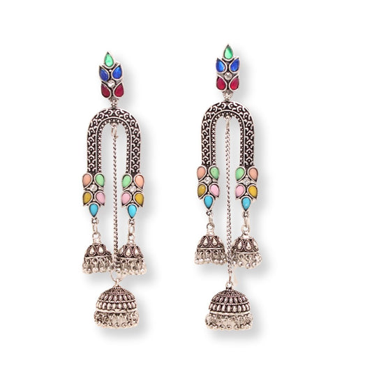 NAVRANG U - SHAPE JHUMKA - MULTICOLOUR
