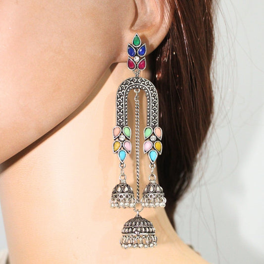 NAVRANG U - SHAPE JHUMKA - MULTICOLOUR