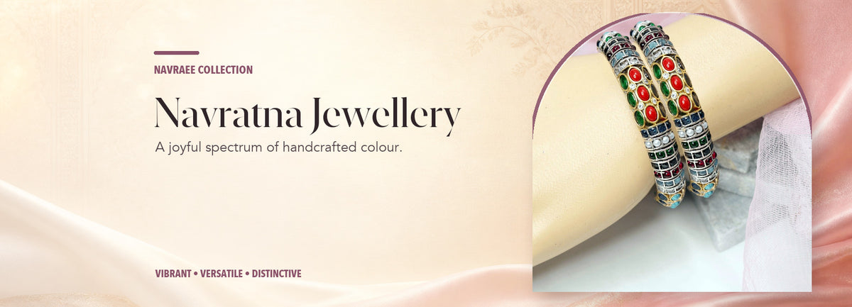 Navratna Jewellery collection header banner featuring Navratna Dual-Tone Bangles Set Of 2