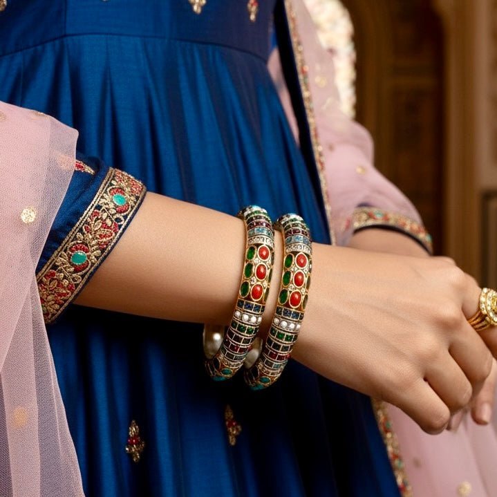 NAVRATAN NAGINA BANGLES-DUAL-TONE FINISH-SET OF 2