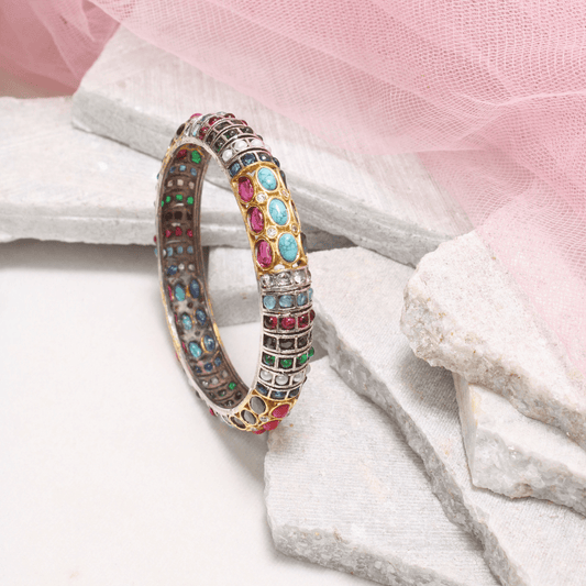 NAVRATAN NAGINA BANGLES - DUAL - TONE FINISH - SET OF 2