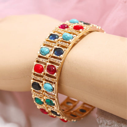 Navratan Zircon/AD Bangle Set of 2