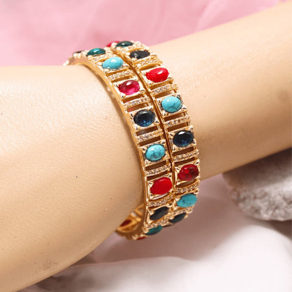 Navratan Zircon/AD Bangle Set of 2