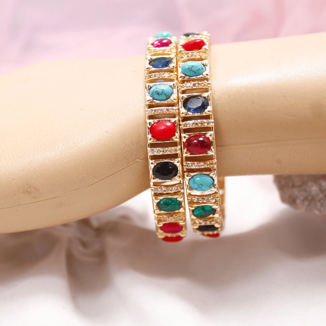 Navratan Zircon/AD Bangle Set of 2