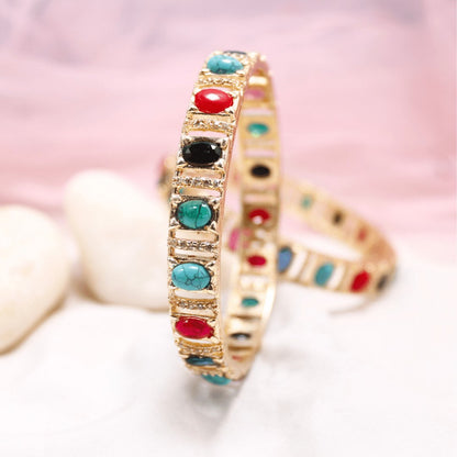 Navratan Zircon/AD Bangle Set of 2