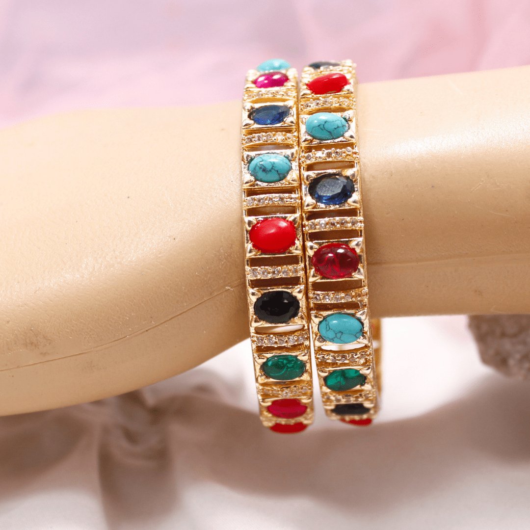 Navratan Zircon/AD Bangle Set of 2